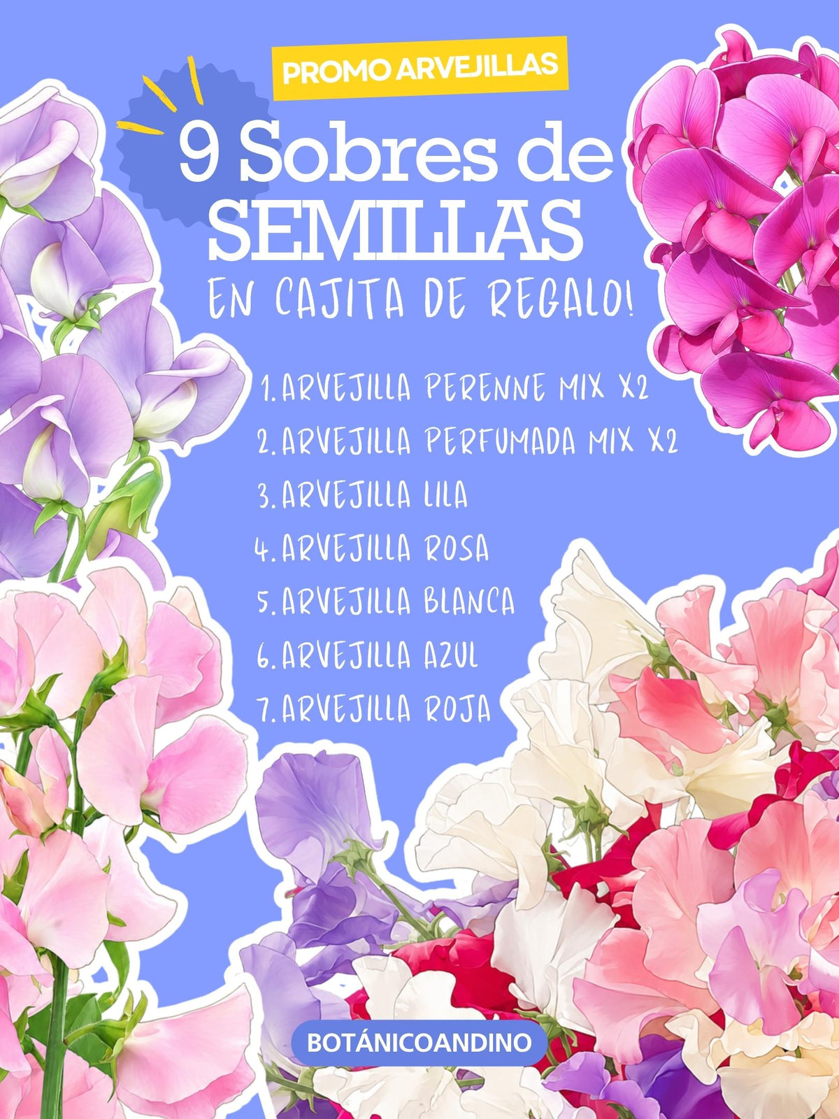 PROMO SEMILLAS ARVEJILLAS X 9 SOBRES