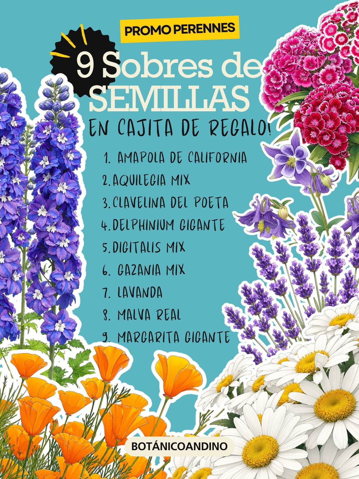 PROMO SEMILLAS PERENNES X 9 SOBRES