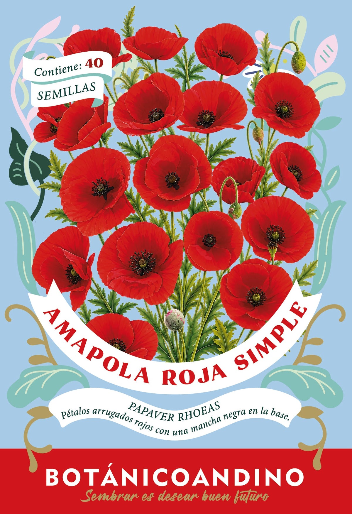 Amapola roja simple (Pack x 10 sobres)